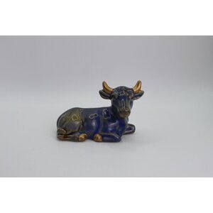 Vintage Hand-Painted Laying Nativity Cow Figurine